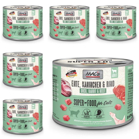 Pakiet 6x200g MAC's Superfood Kaczka królik i wołowina zestaw Koci